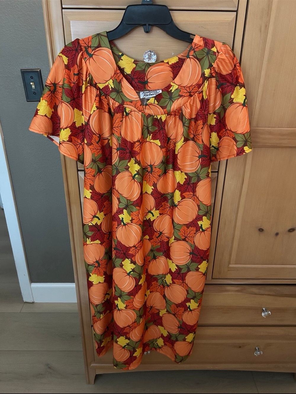 Anthony Richards Fall Pumpkin Autumn Leaves Dress Tunic Lounger Size M